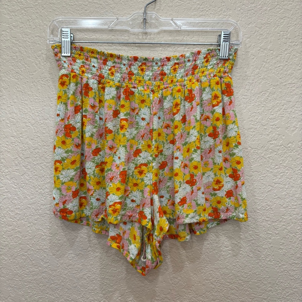 Out From Under | Urban Outfitters Yellow Orange Floral Flowy Shorts Medium Boho